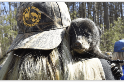 WSFR staff with bear cub